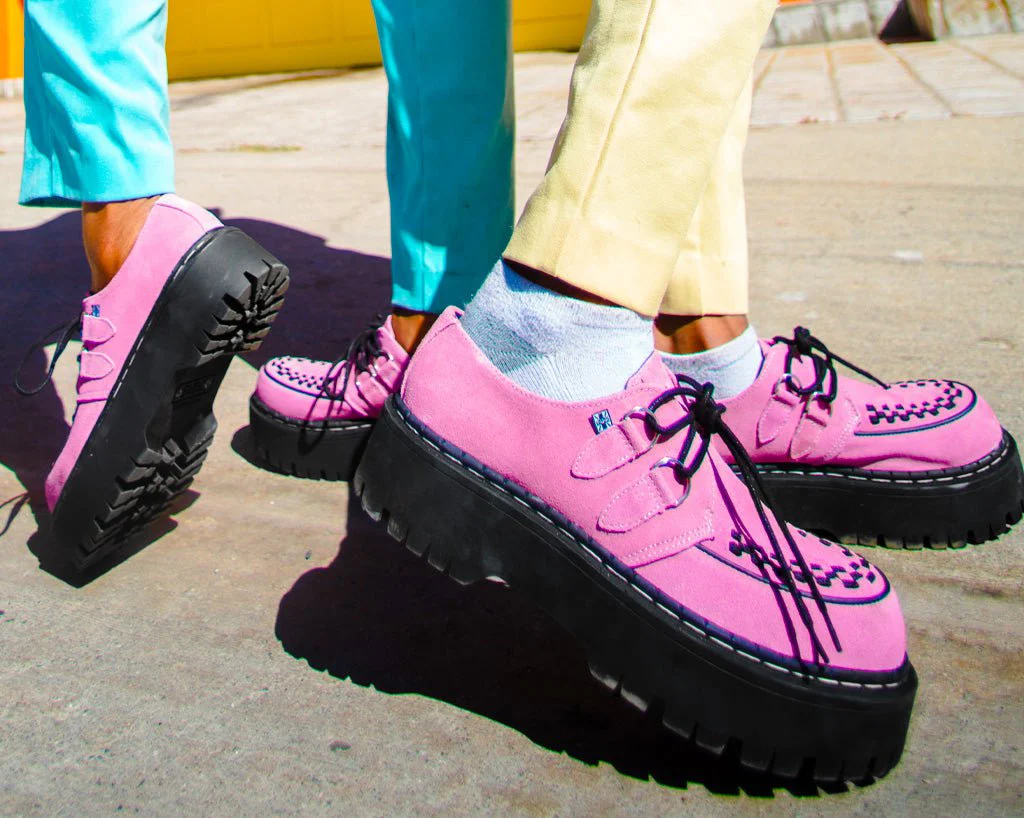 Pink Suede Interlace Double Decker Creeper - Image 2