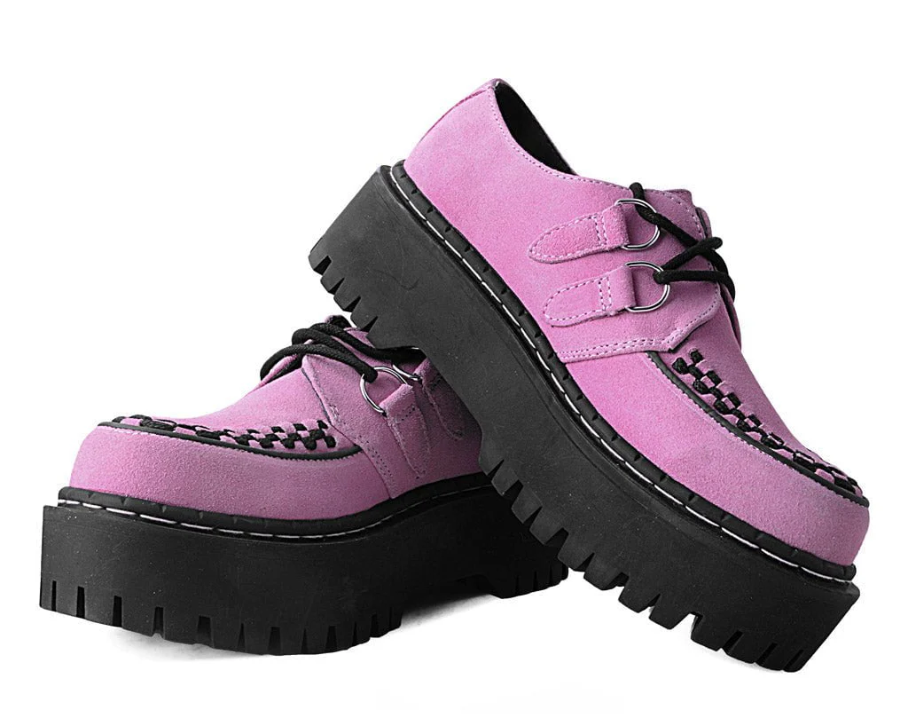 Pink Suede Interlace Double Decker Creeper - Image 3