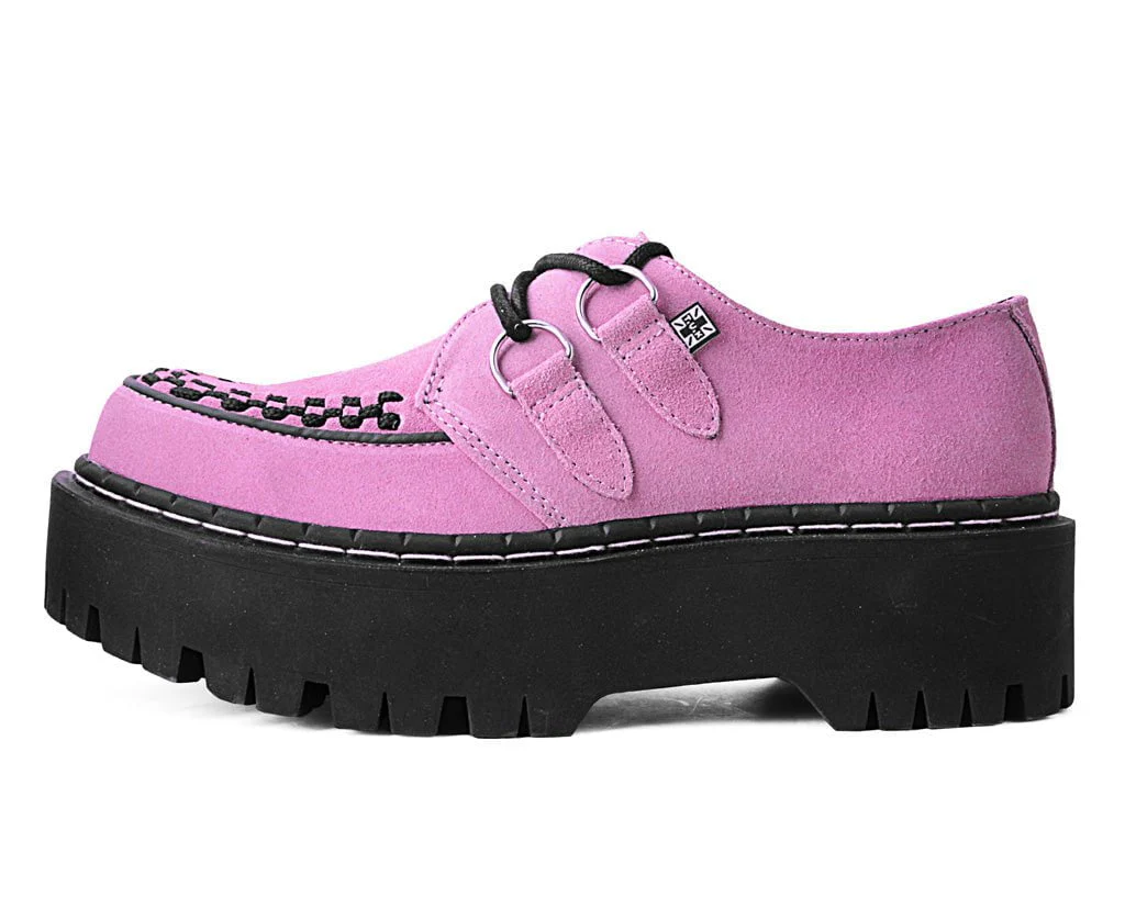 Pink Suede Interlace Double Decker Creeper - Image 5