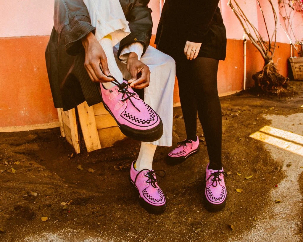 Pink Suede Platform Creeper Sneaker - Image 2