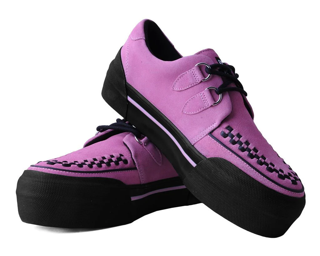 Pink Suede Platform Creeper Sneaker - Image 3