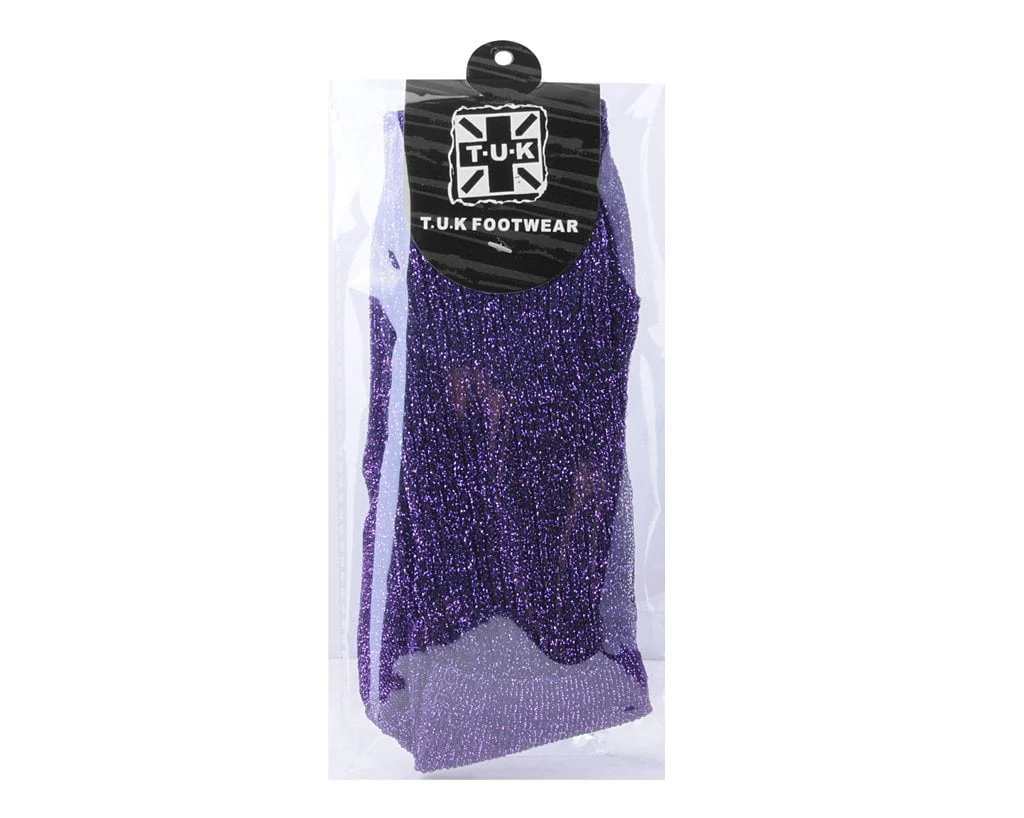 Purple Ribbed Glitter Sock - Image 4
