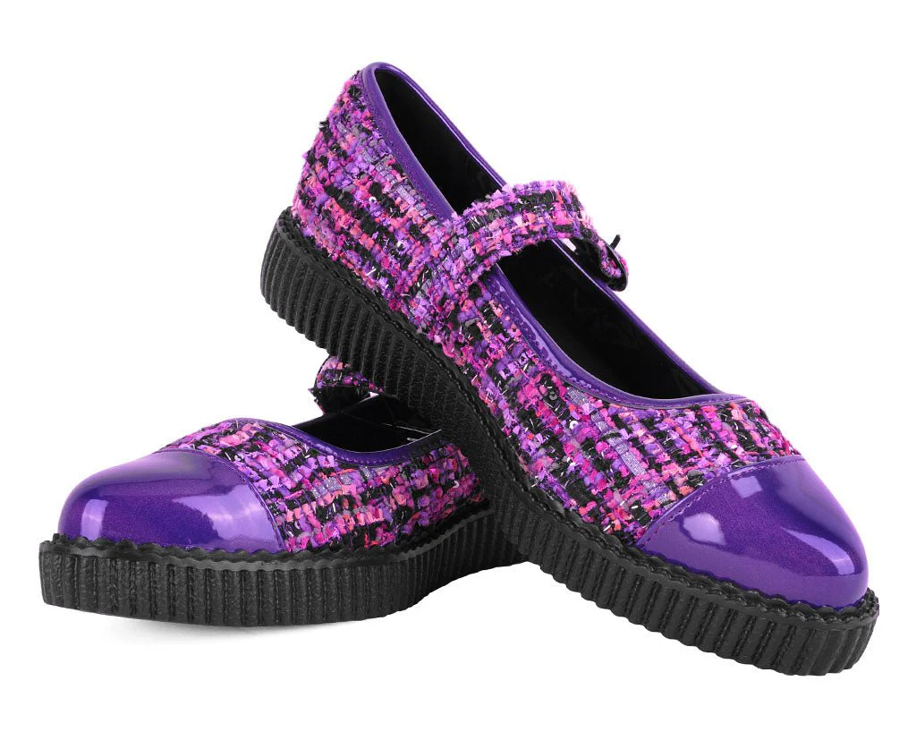 Purple Tweed Pointed Mary Jane - Image 3