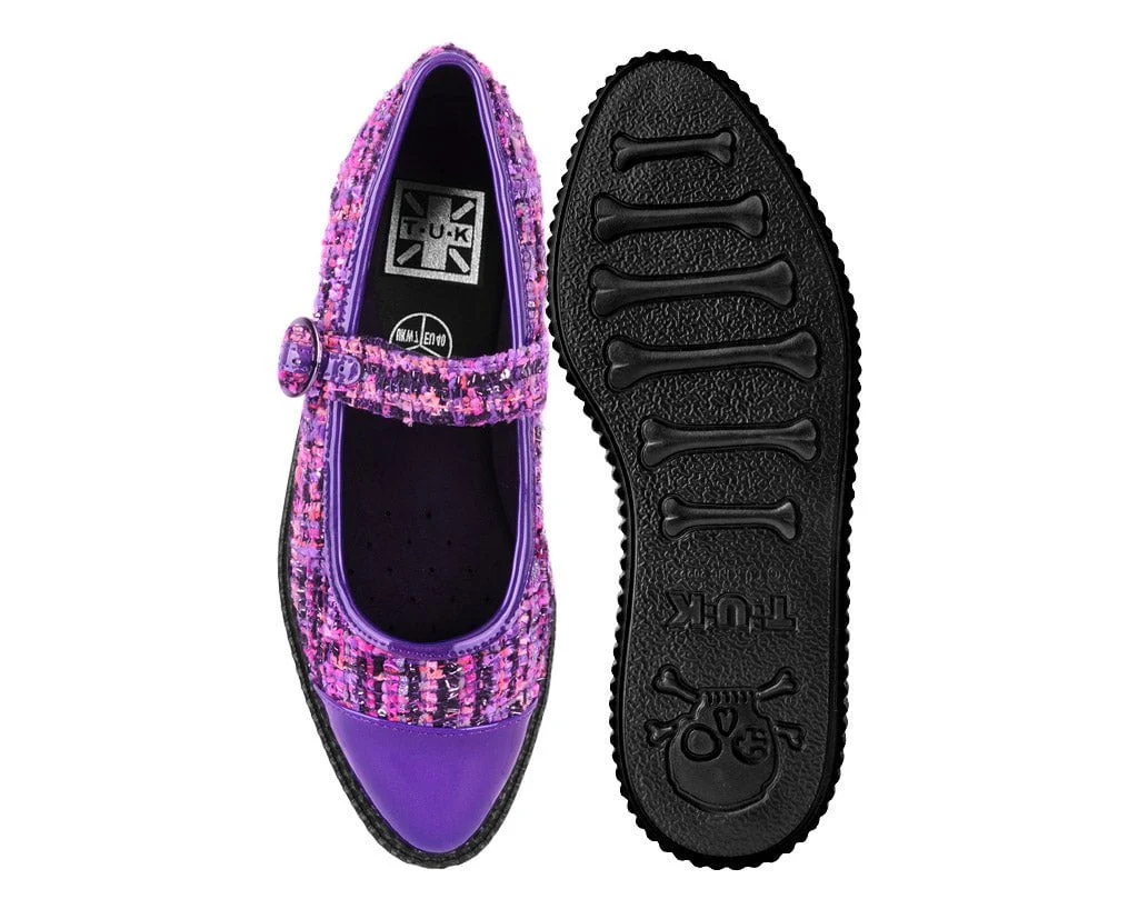 Purple Tweed Pointed Mary Jane - Image 5