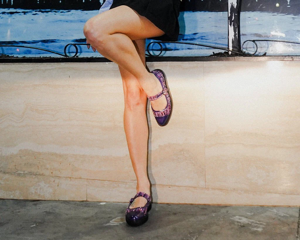 Purple Tweed Pointed Mary Jane - Image 7