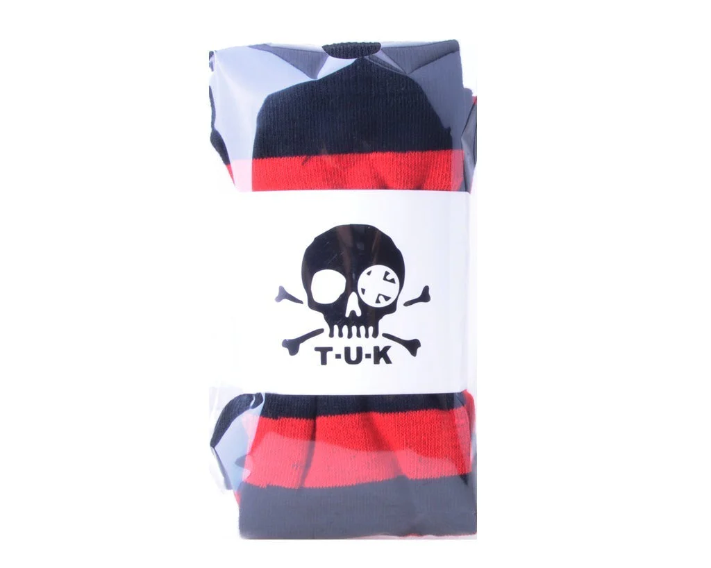 Red & Black Striped Thigh High Sock - Image 3