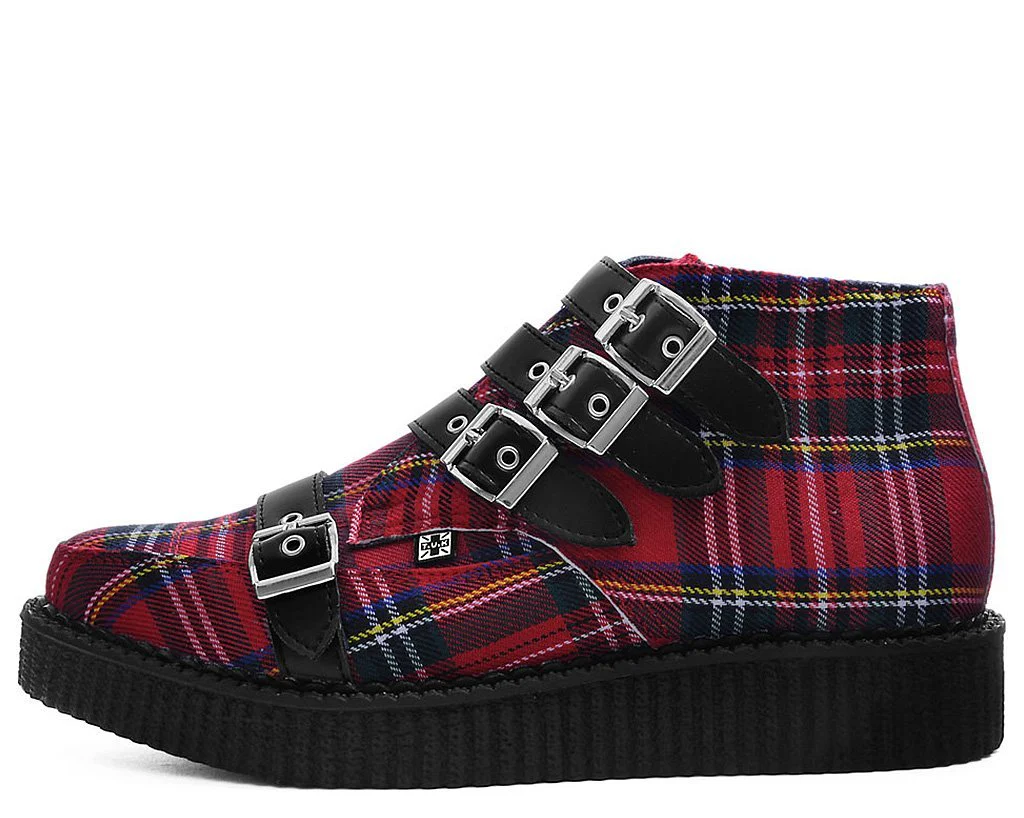 Red Plaid 4-Buckle Pointed Boot - Image 3