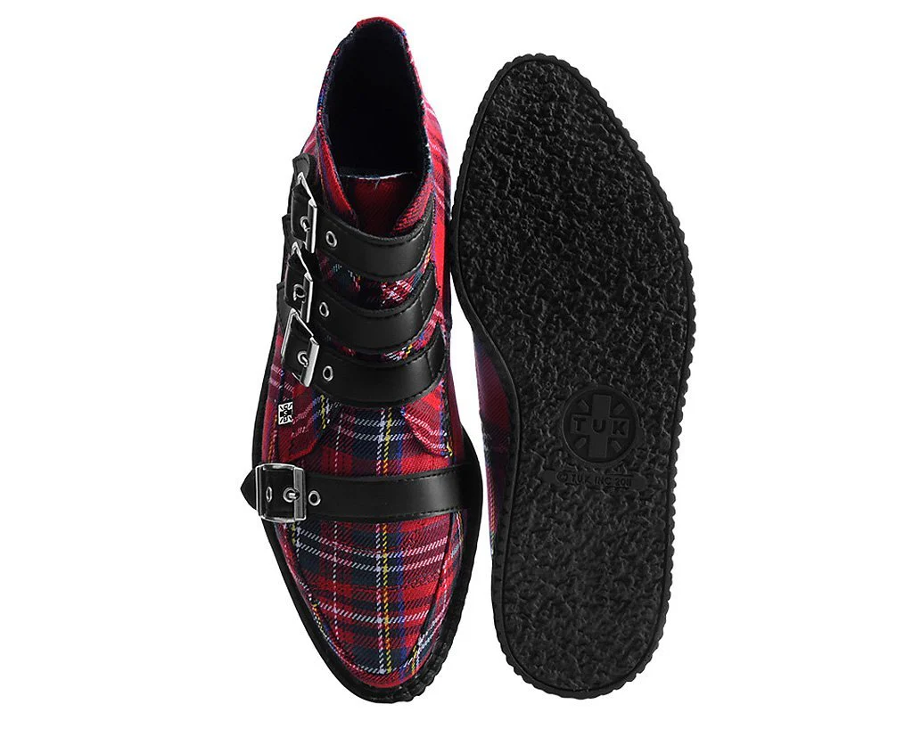 Red Plaid 4-Buckle Pointed Boot - Image 4