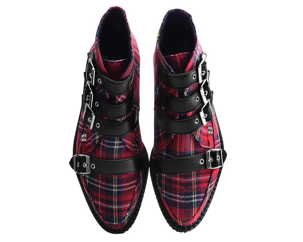 Red Plaid 4-Buckle Pointed Boot - Image 5