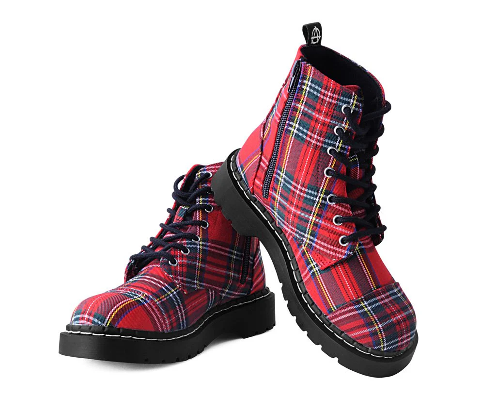 Red Plaid 7-Eye Anarchic Boot - Image 3