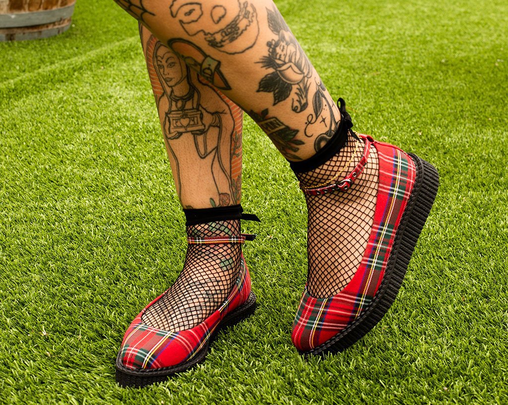 Red Plaid Pointed Ballet Creeper - Image 2