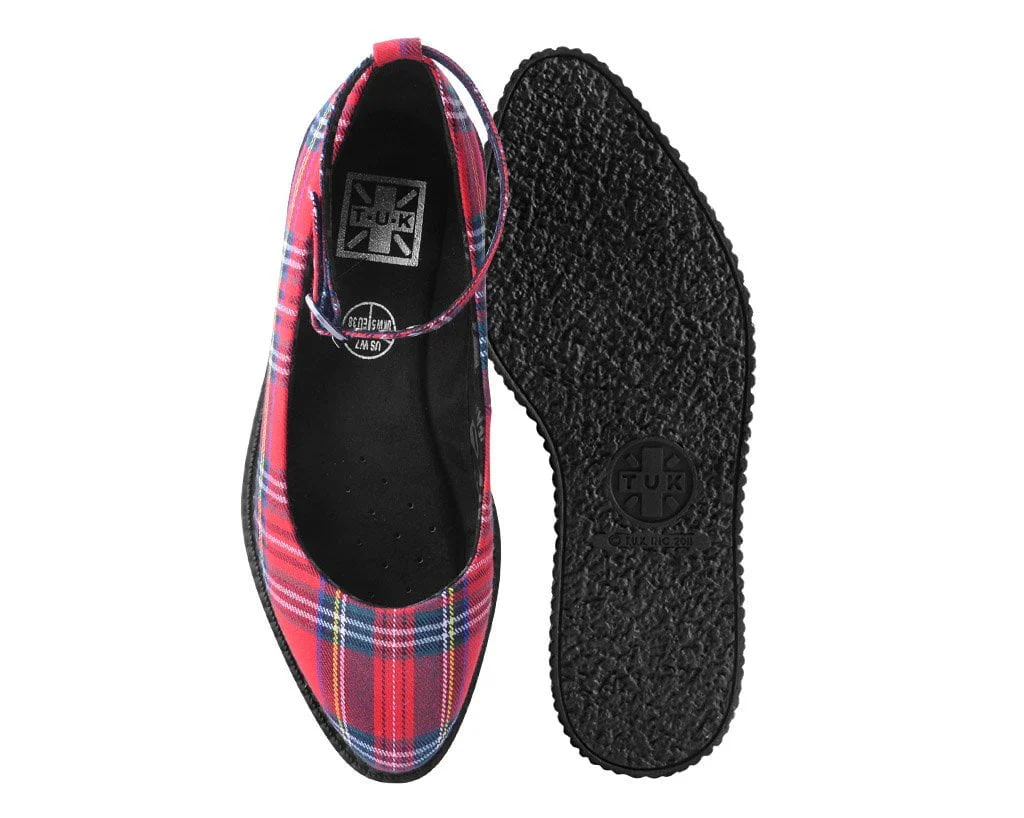 Red Plaid Pointed Ballet Creeper - Image 4