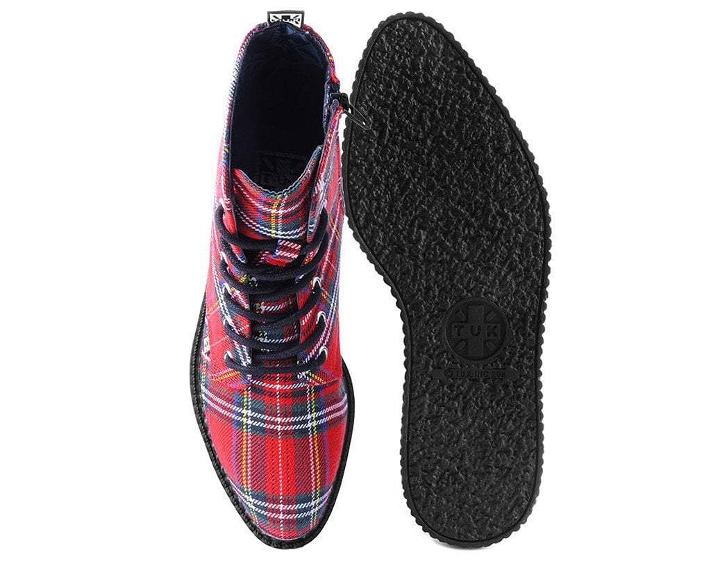 Red Plaid Pointed Lace Up Boot - Image 5