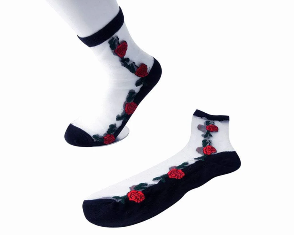 Red Rose Sheer Sock - Image 4