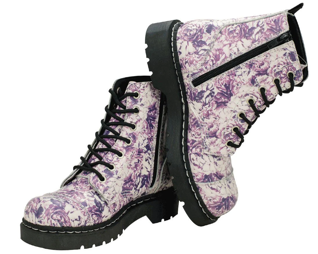 Rose Toile Combat Boots - Image 4