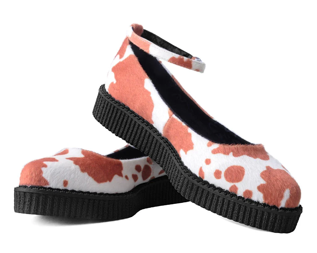 Brown Cow Print Pointed Ballet Creeper - Image 3
