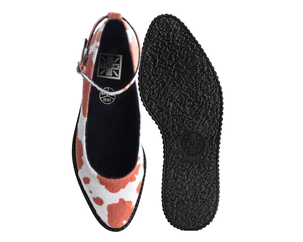 Brown Cow Print Pointed Ballet Creeper - Image 4