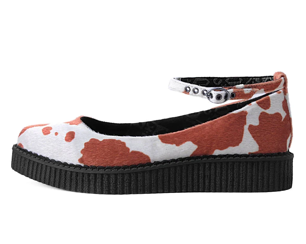 Brown Cow Print Pointed Ballet Creeper - Image 5