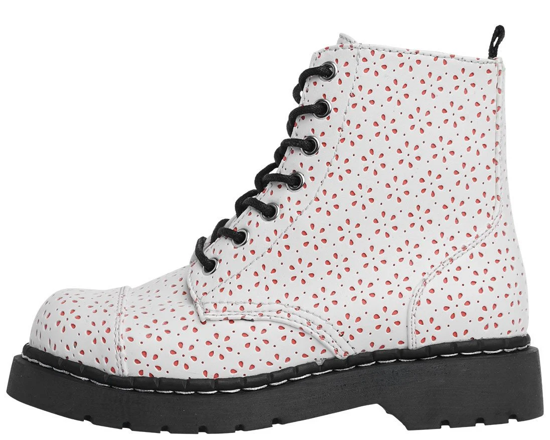 White Flower Perforated Boots - Image 4