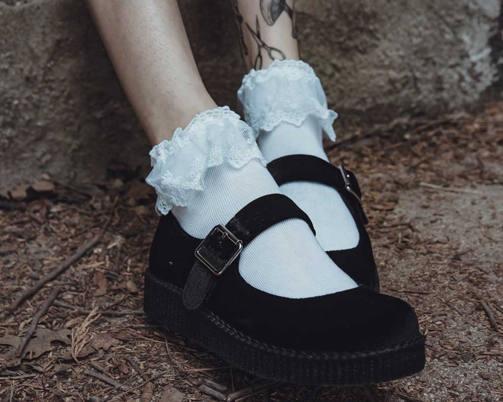 Women's White Lolita Sock - Image 2