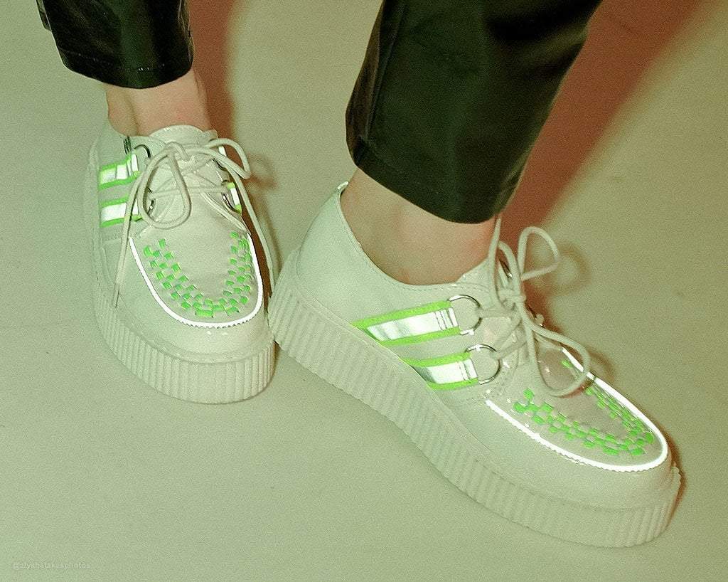 White Patent Reflective Stripe Casbah Creeper - Image 2