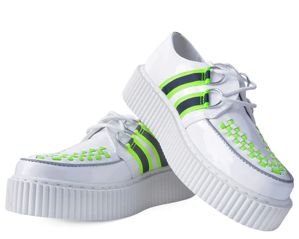 White Patent Reflective Stripe Casbah Creeper - Image 3