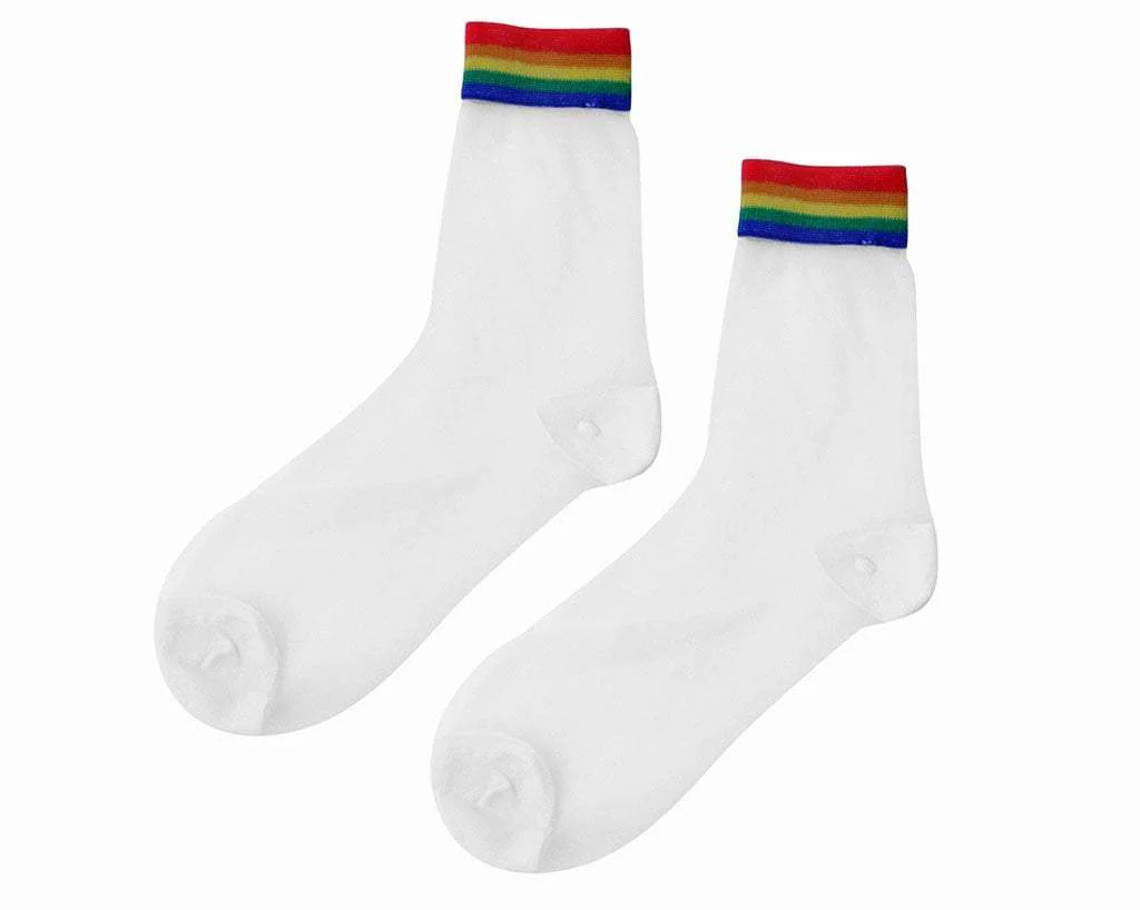 White Sheer Rainbow Sock - Image 3