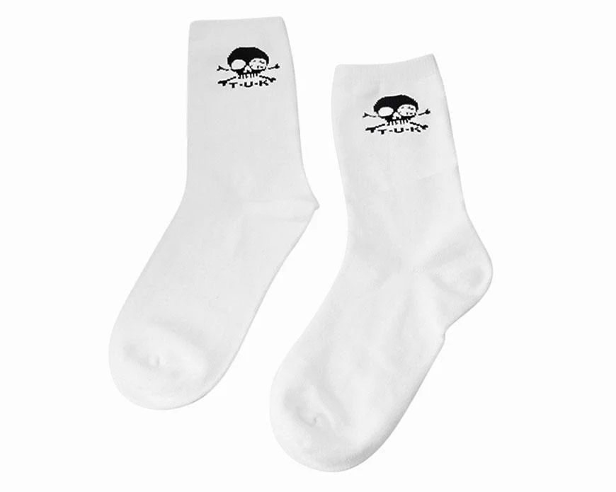 White T.U.K. Skull Logo Men’s Sock - Image 3