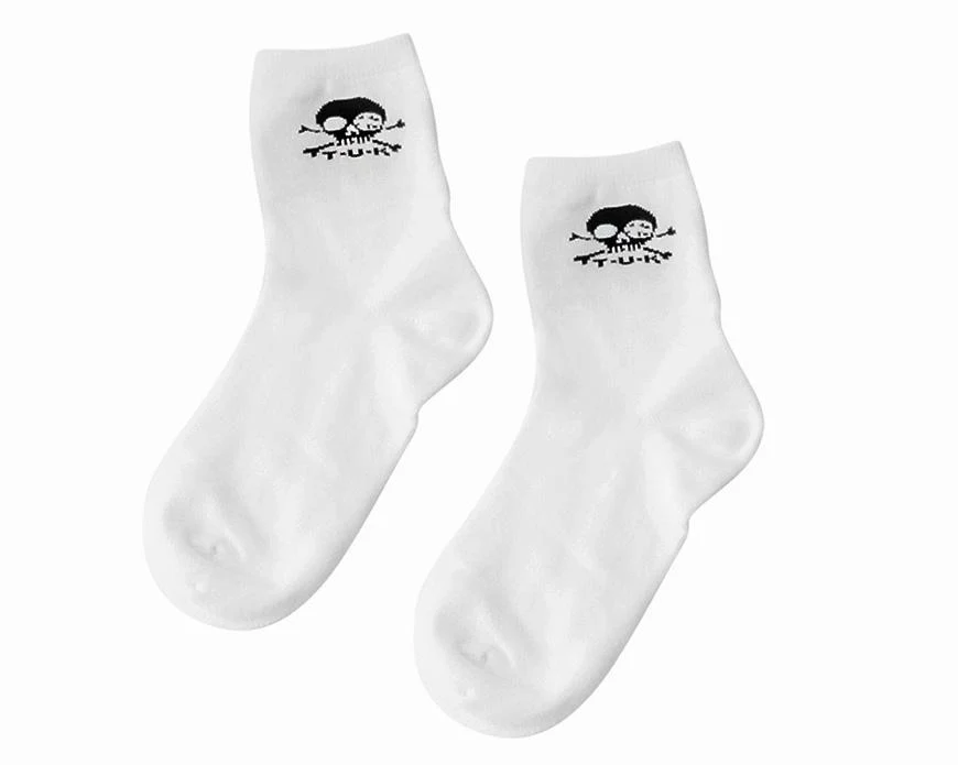 White T.U.K. Skull Logo Women’s Sock - Image 3