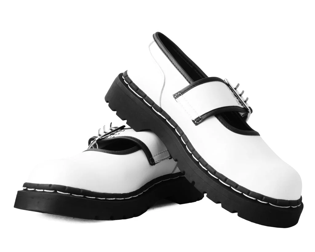 White TUKskin™ Black Trim 3-Prong Anarchic Mary Jane - Image 3