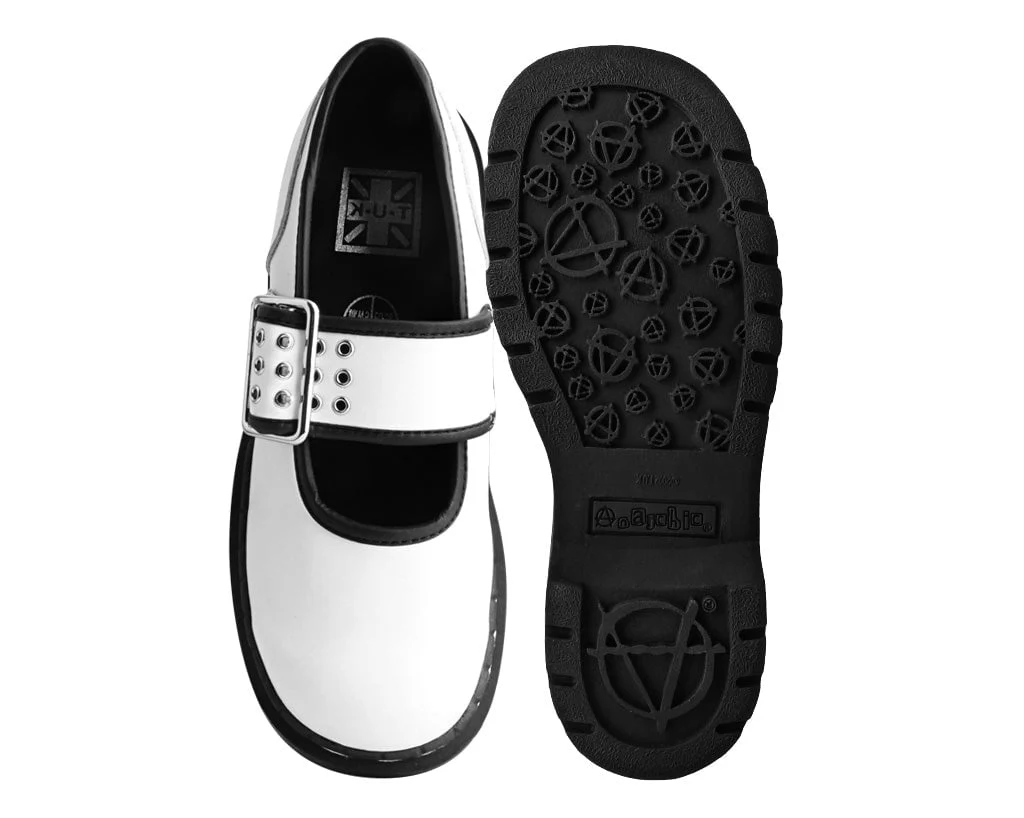 White TUKskin™ Black Trim 3-Prong Anarchic Mary Jane - Image 4