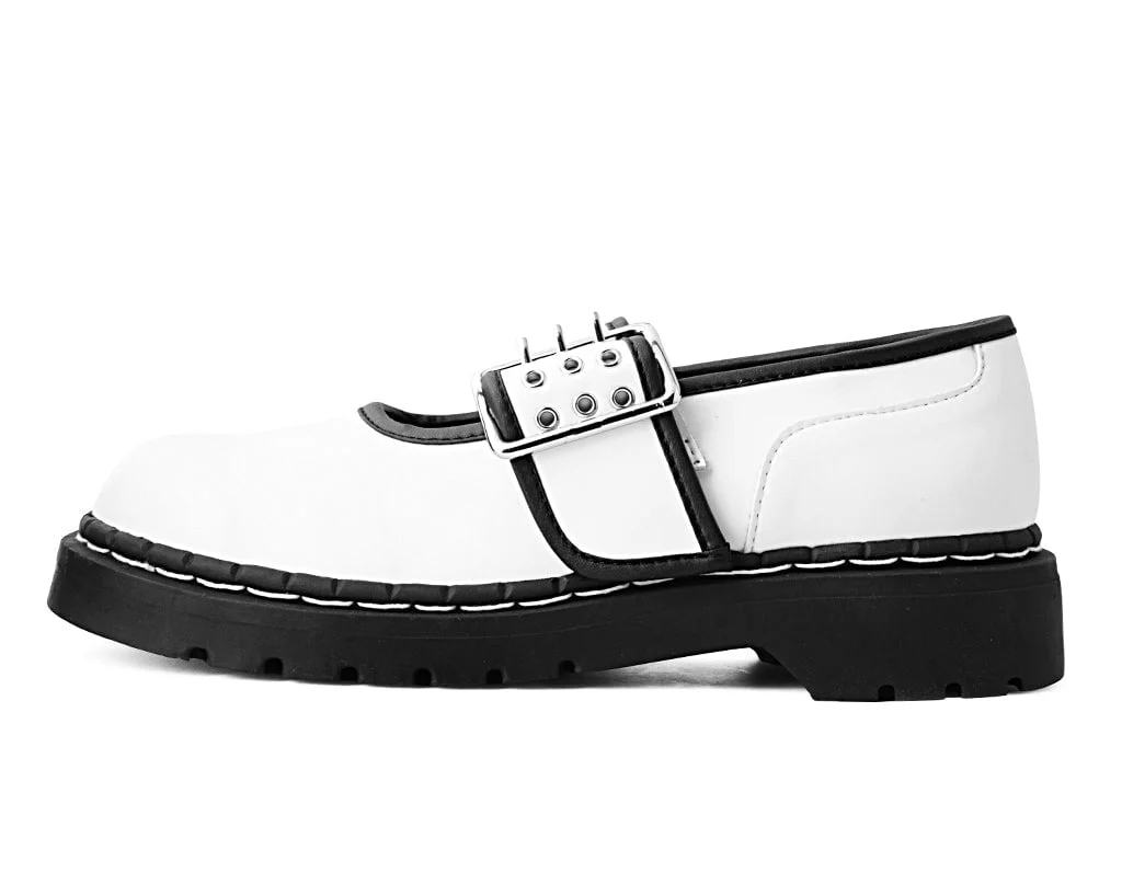 White TUKskin™ Black Trim 3-Prong Anarchic Mary Jane - Image 5