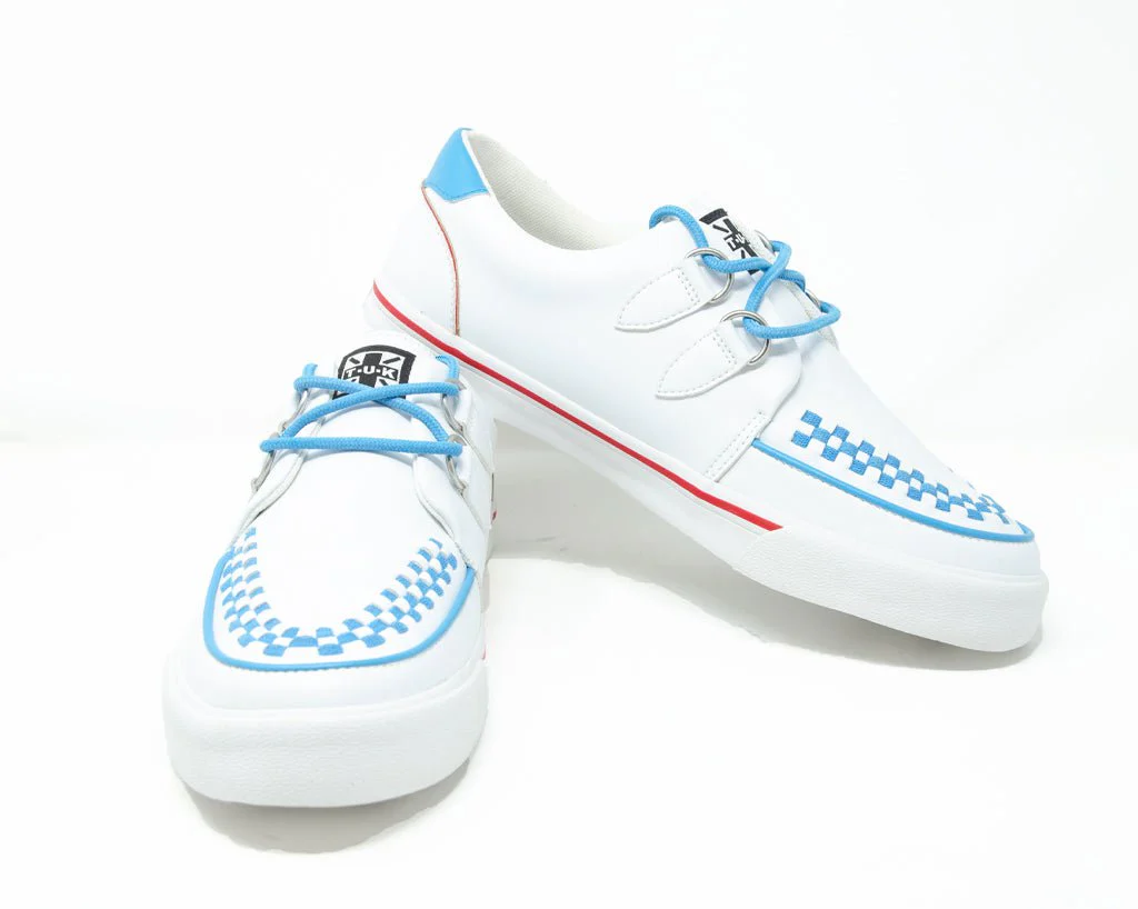 White TUKskin™ Red & Blue Trim Interlace Sneaker - Image 3