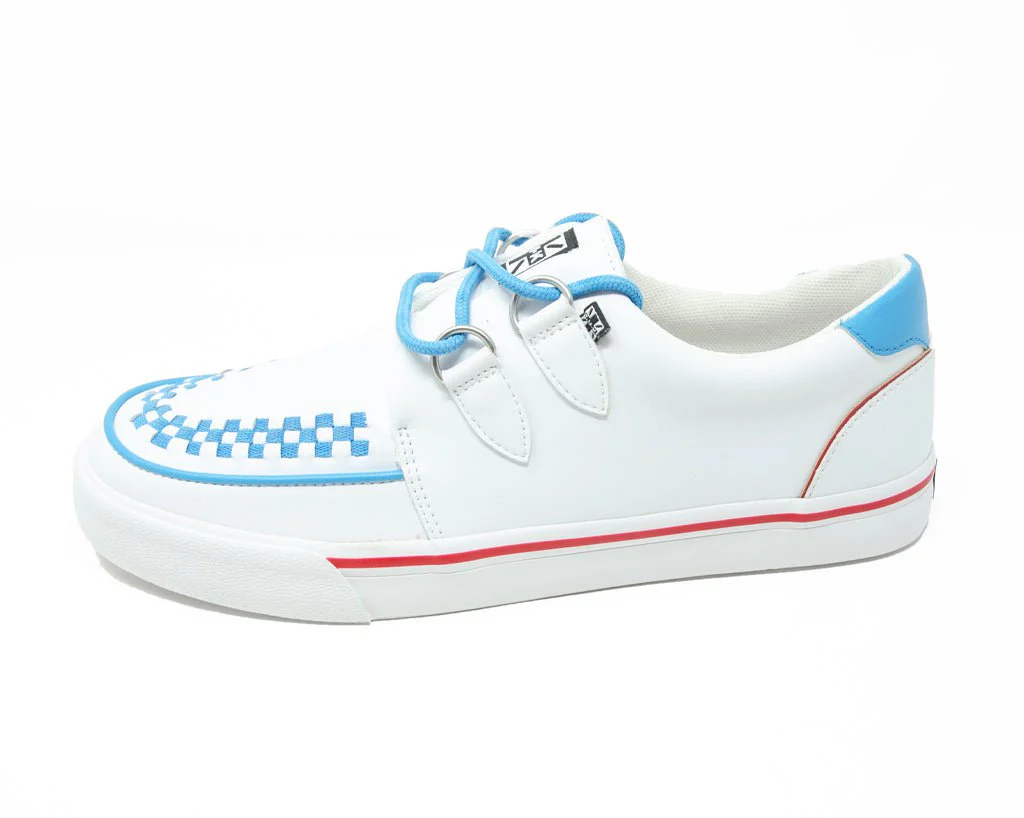 White TUKskin™ Red & Blue Trim Interlace Sneaker - Image 4